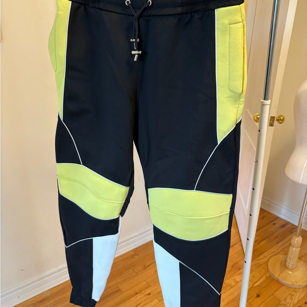 Balmain Black and Yellow Panel Joggers